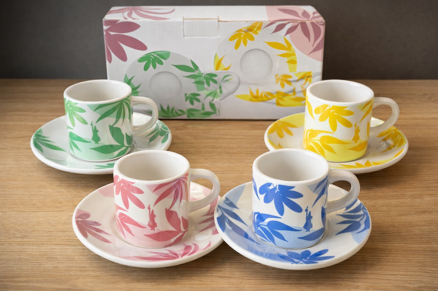 Set 4 Pocillos Con Plato l Romantic Wild