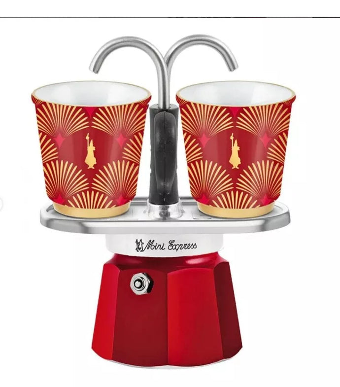 Moka 3 Tazas En Set Con Dos Mug Bialetti (modelo Exclusivo)